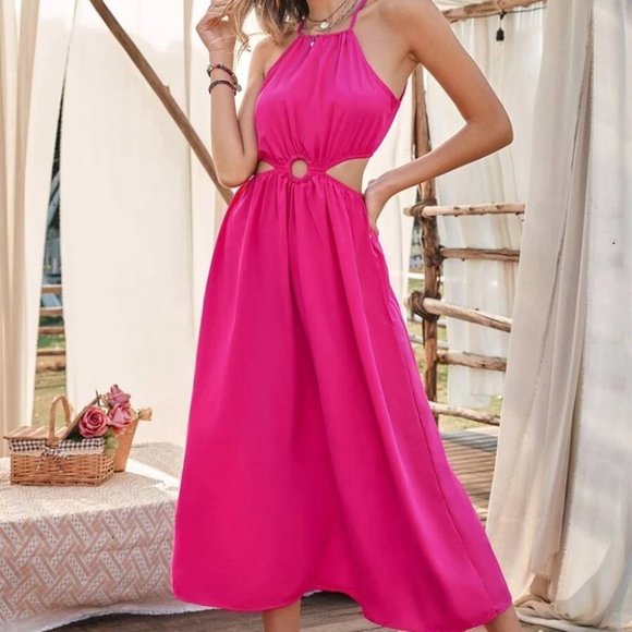 Boho Maxi Dress Hot Pink - Picture 6 of 8